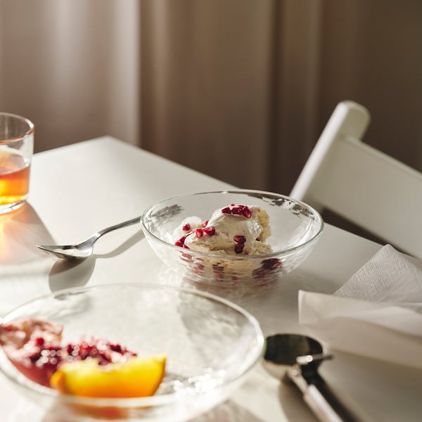 STRANDKRABBA deep plate, glass/transparent, 19 cm