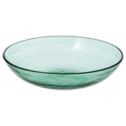 STRANDKRABBA deep plate, glass/green, 19 cm