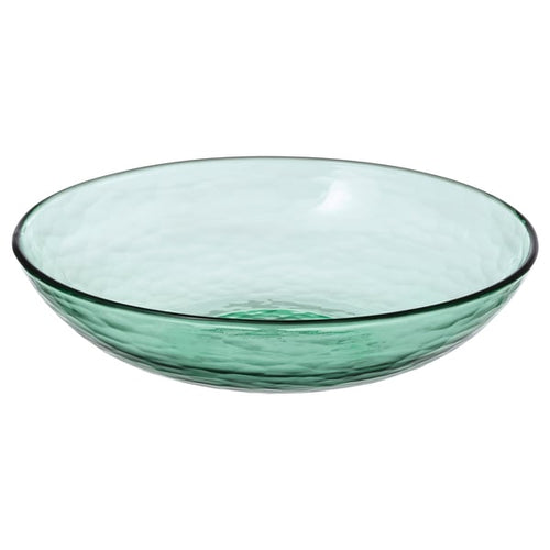 STRANDKRABBA deep plate, glass/green, 19 cm