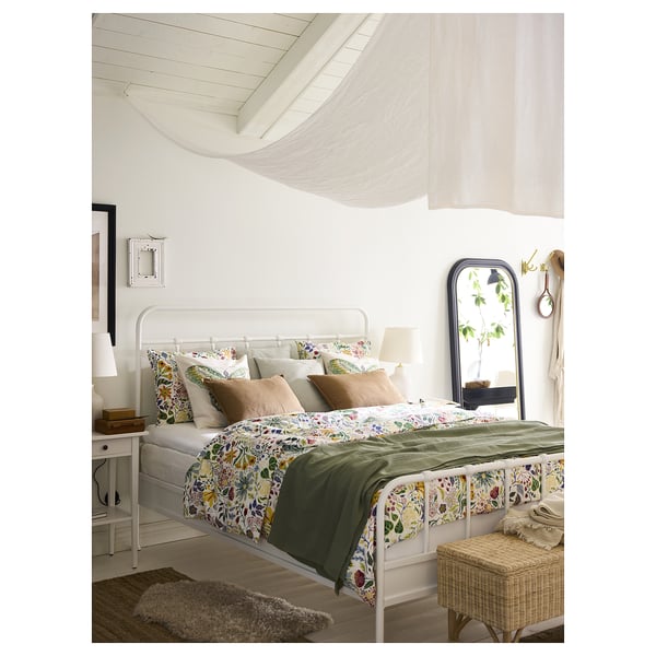 STRANDLUMMER duvet cover and 2 pillowcases, multicolour/floral pattern, 240x220/50x80 cm