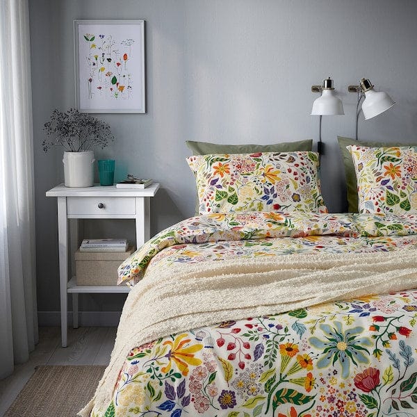 Ikea STRANDLUMMER - Duvet cover and pillowcase, multicolour/floral pattern, 150x200/50x80 cm