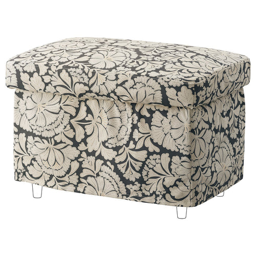 STRANDMON slipcover for footstool, Ribersborg dark grey/beige