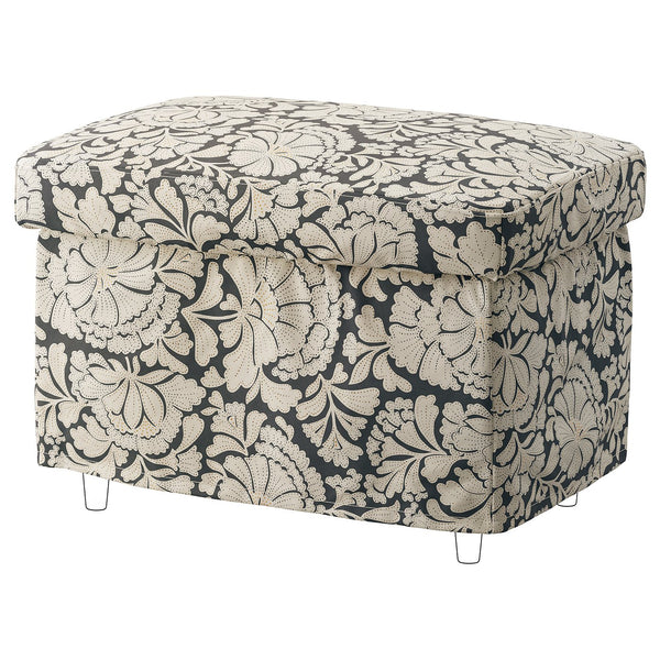 STRANDMON slipcover for footstool, Ribersborg dark grey/beige