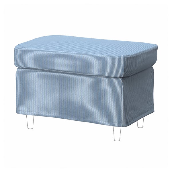 STRANDMON Footstool cover, Sjölyckan dark blue/beige striped pattern
