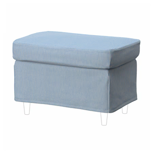 STRANDMON slipcover for footstool, Sjölyckan dark blue/beige stripe pattern