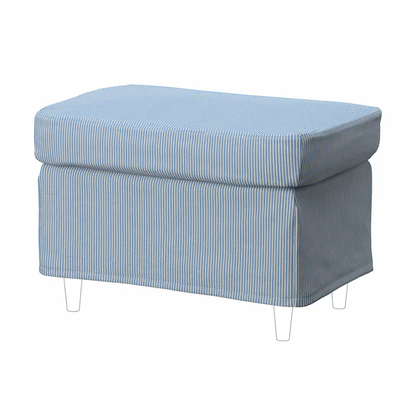 STRANDMON Footstool cover, Sjölyckan dark blue/beige striped pattern