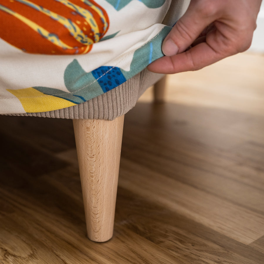 STRANDMON slipcover for footstool, Stigsbo multicolour/beige