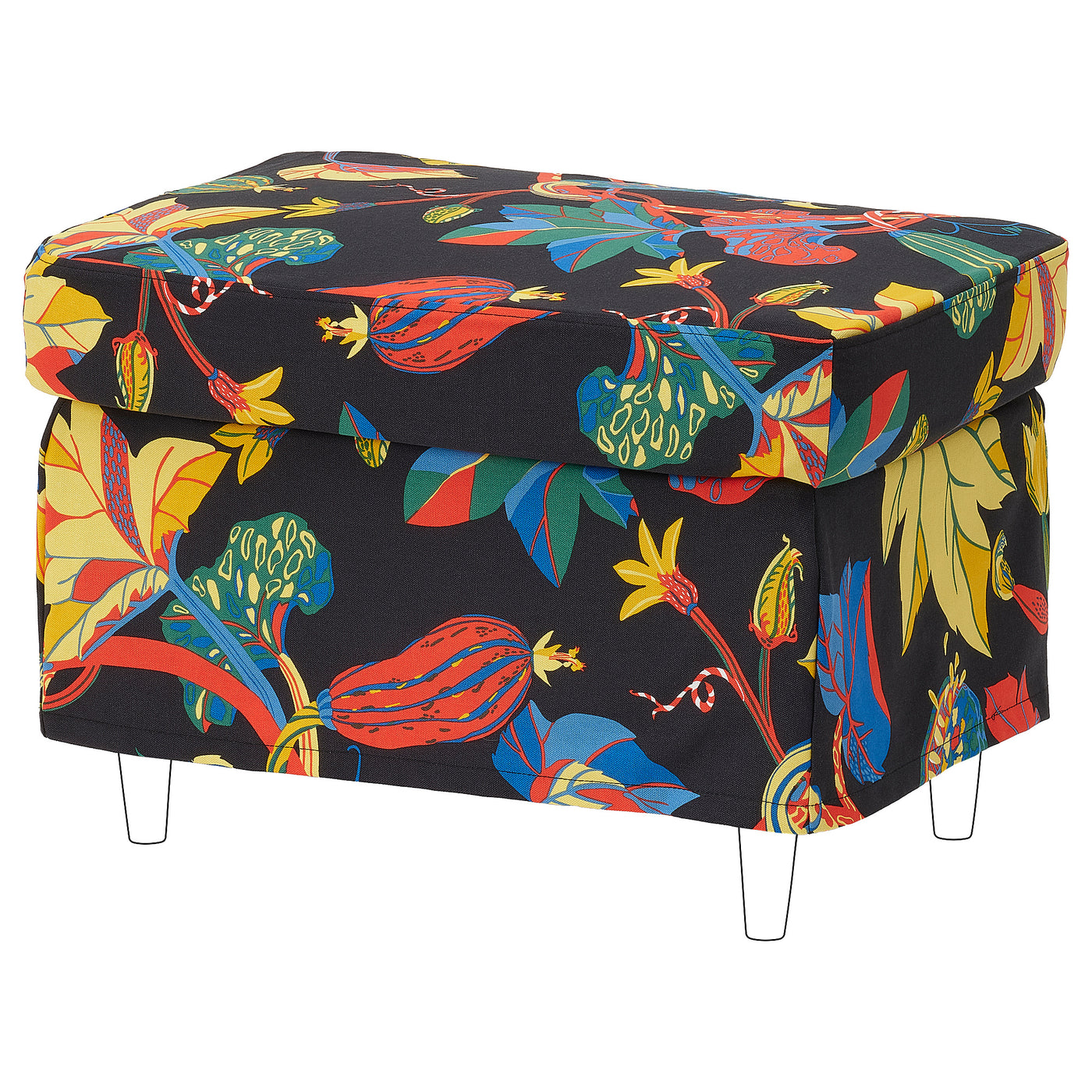 STRANDMON slipcover for footstool, Stigsbo multicolour/black