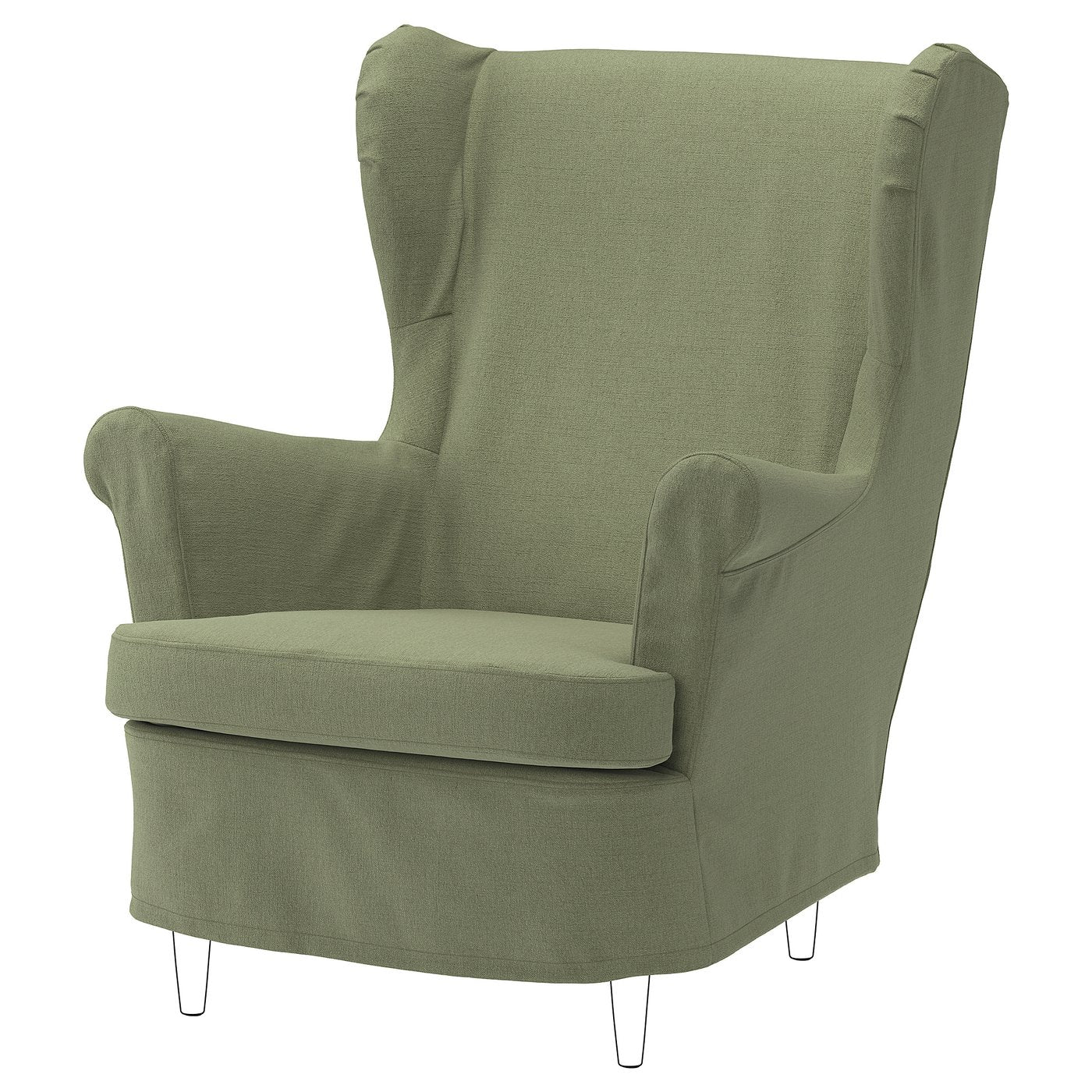 STRANDMON slipcover for wing chair, Naggen grey-green