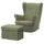 STRANDMON slipcover for armchair/footstool, Naggen grey-green