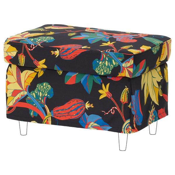 STRANDMON slipcover for armchair/footstool, Stigsbo multicolour/black