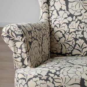 STRANDMON slipcover for wing chair, Ribersborg dark grey/beige