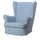 STRANDMON - Armchair cover, Sjölyckan dark blue/beige striped pattern