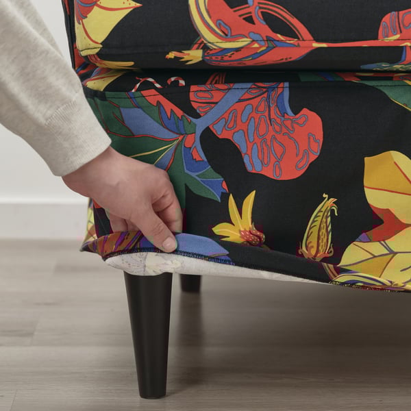 STRANDMON slipcover for wing chair, Stigsbo multicolour/black