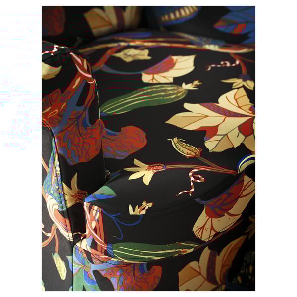 STRANDMON slipcover for wing chair, Stigsbo multicolour/black
