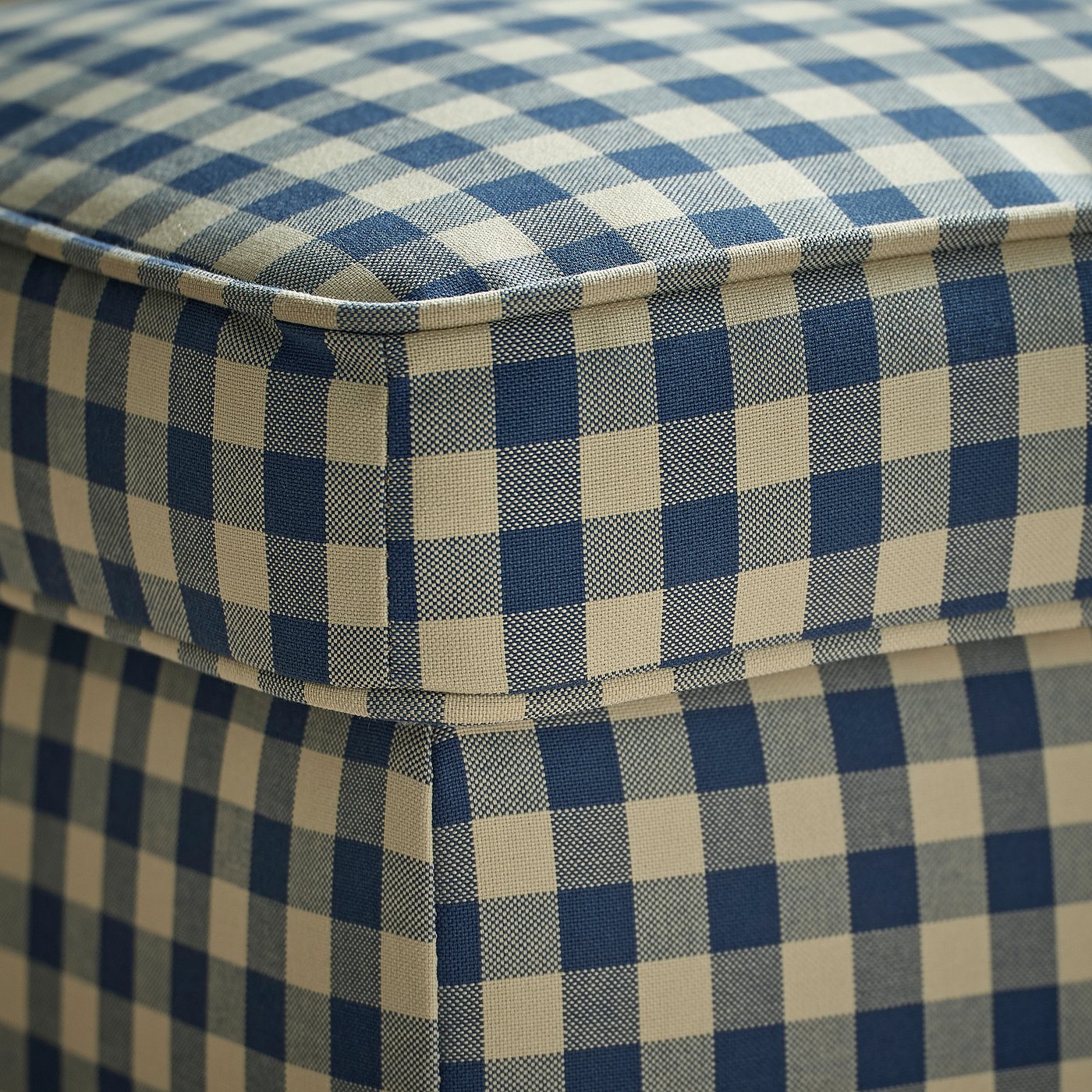 STRANDMON footstool with storage, Sulviken blue/beige, 60x40 cm