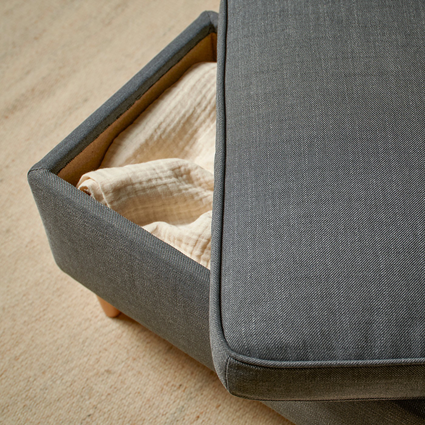 STRANDMON footstool with storage, Tommaboda brown-red, 60x40 cm