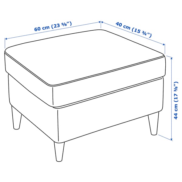 STRANDMON footstool, Nordvalla dark grey, 60x44x40 cm