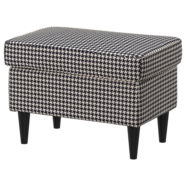 STRANDMON footstool, Vibberbo black/beige, 60x40 cm