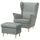 STRANDMON wing chair with footstool, Sulviken blue/beige