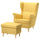 STRANDMON wing chair with footstool, Tibbleby yellow
