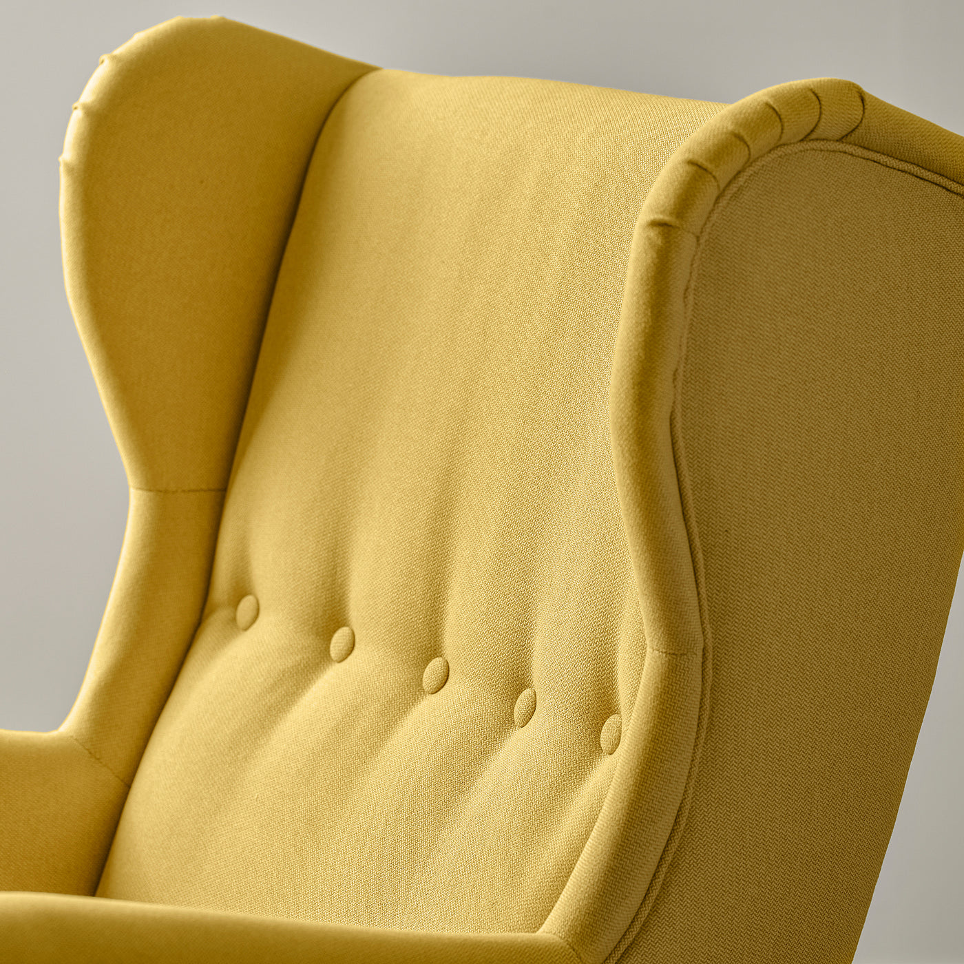 STRANDMON wing chair with footstool, Tibbleby yellow