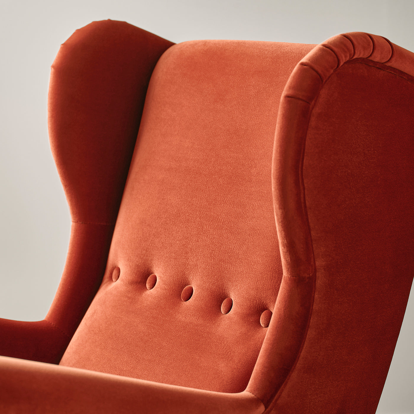 STRANDMON wing chair with footstool, Tommaboda brown-red