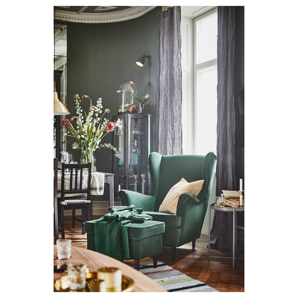 STRANDMON wing chair, Djuparp dark green, 49x101x96 cm