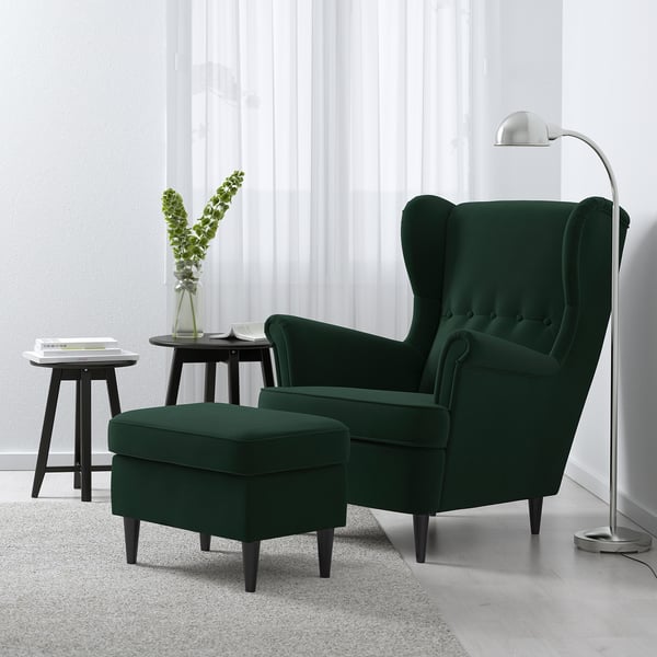 STRANDMON wing chair, Djuparp dark green, 49x101x96 cm