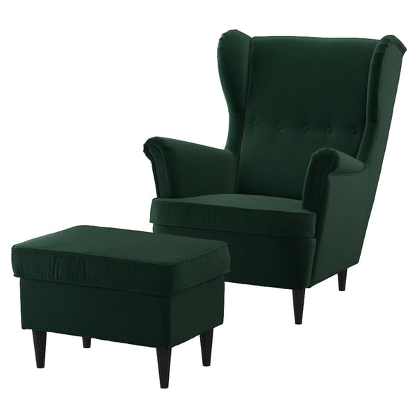 STRANDMON armchair and footstool, Kelinge beige