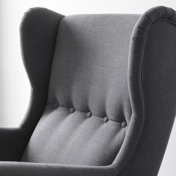 STRANDMON armchair and footstool, Nordvalla dark grey