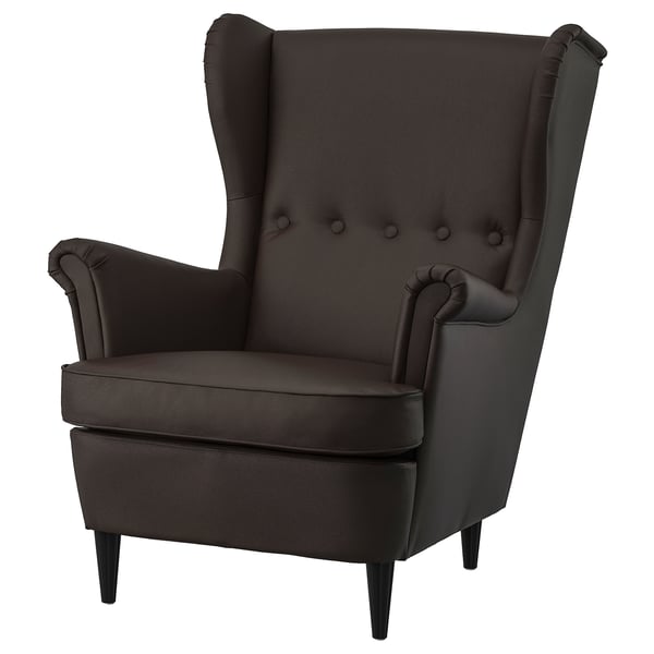 STRANDMON wing chair, Grann/Bomstad dark brown, 82x101x96 cm