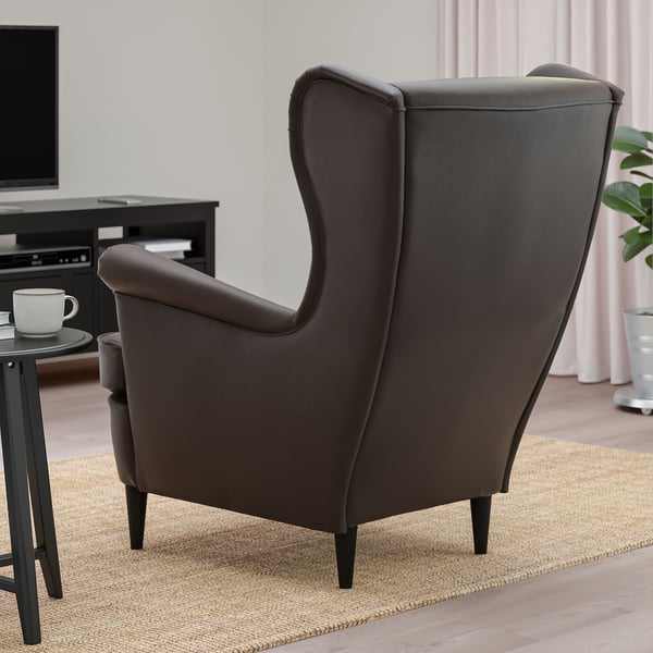 STRANDMON wing chair, Grann/Bomstad dark brown, 82x101x96 cm