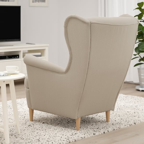 STRANDMON wing chair, Kelinge beige, 82x101x96 cm