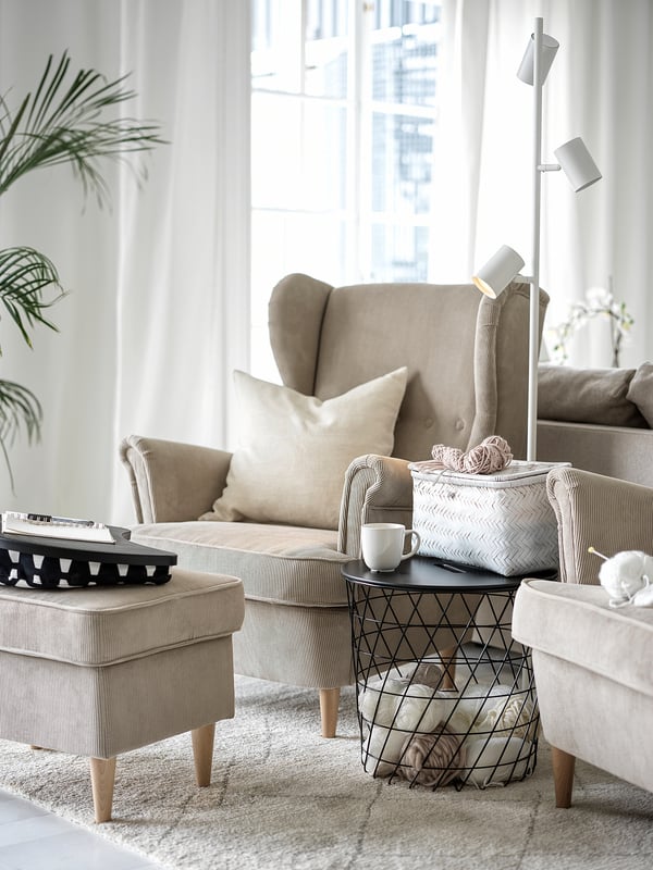 STRANDMON wing chair, Kelinge beige, 82x101x96 cm