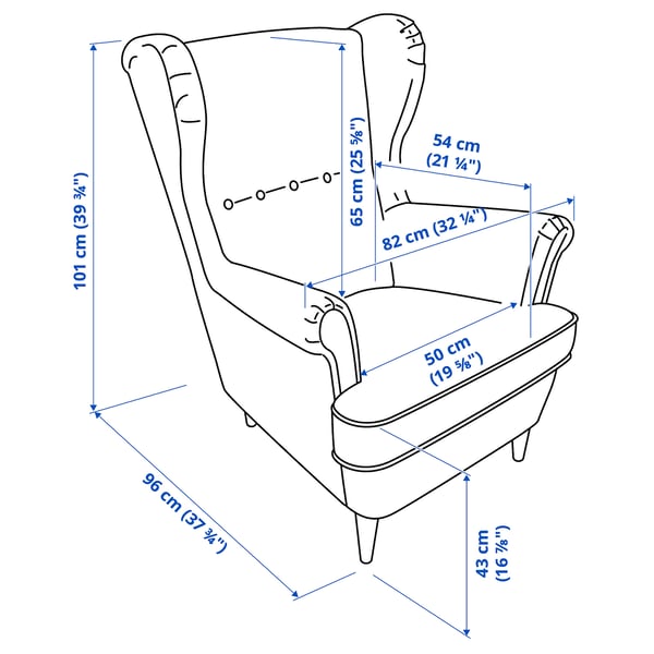STRANDMON wing chair, Nordvalla dark grey, 82x101x96 cm