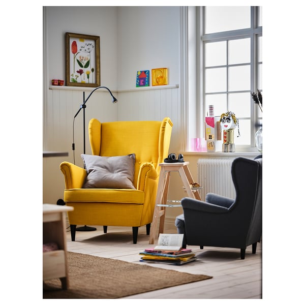STRANDMON wing chair, Skiftebo yellow, 49x101x96 cm