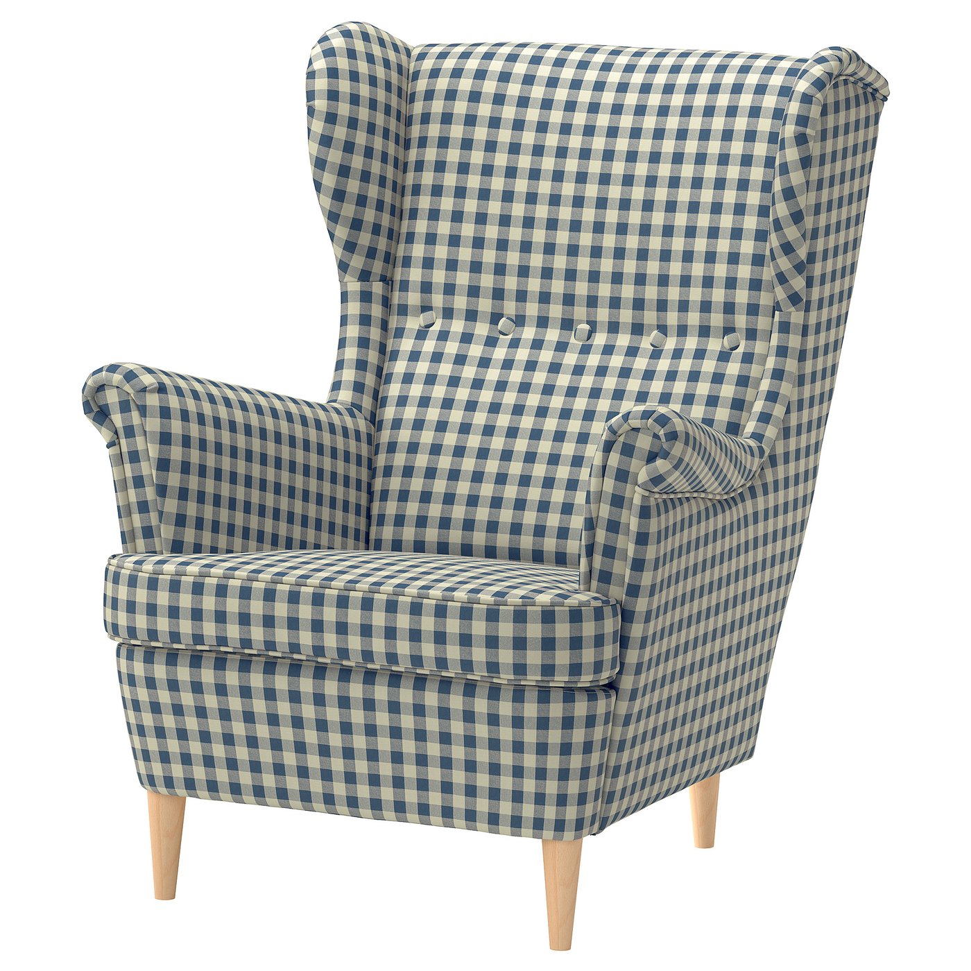 STRANDMON wing chair, Sulviken blue/beige, 82x101x96 cm