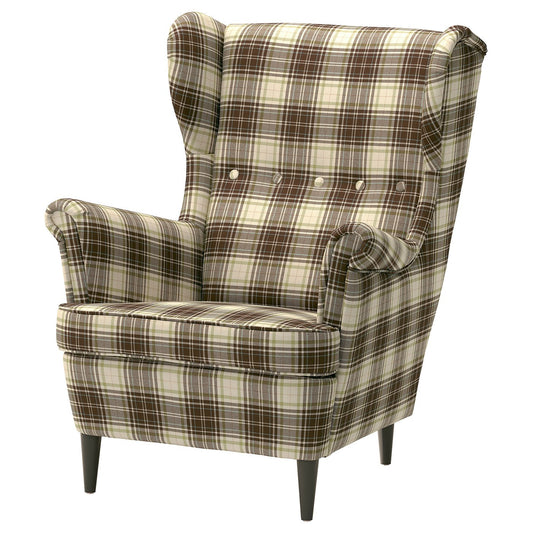 STRANDMON wing chair, Talliden beige/brown, 82x101x96 cm
