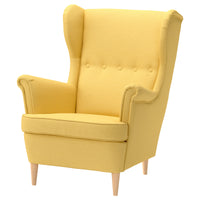 STRANDMON wing chair, Tibbleby yellow, 82x101x96 cm