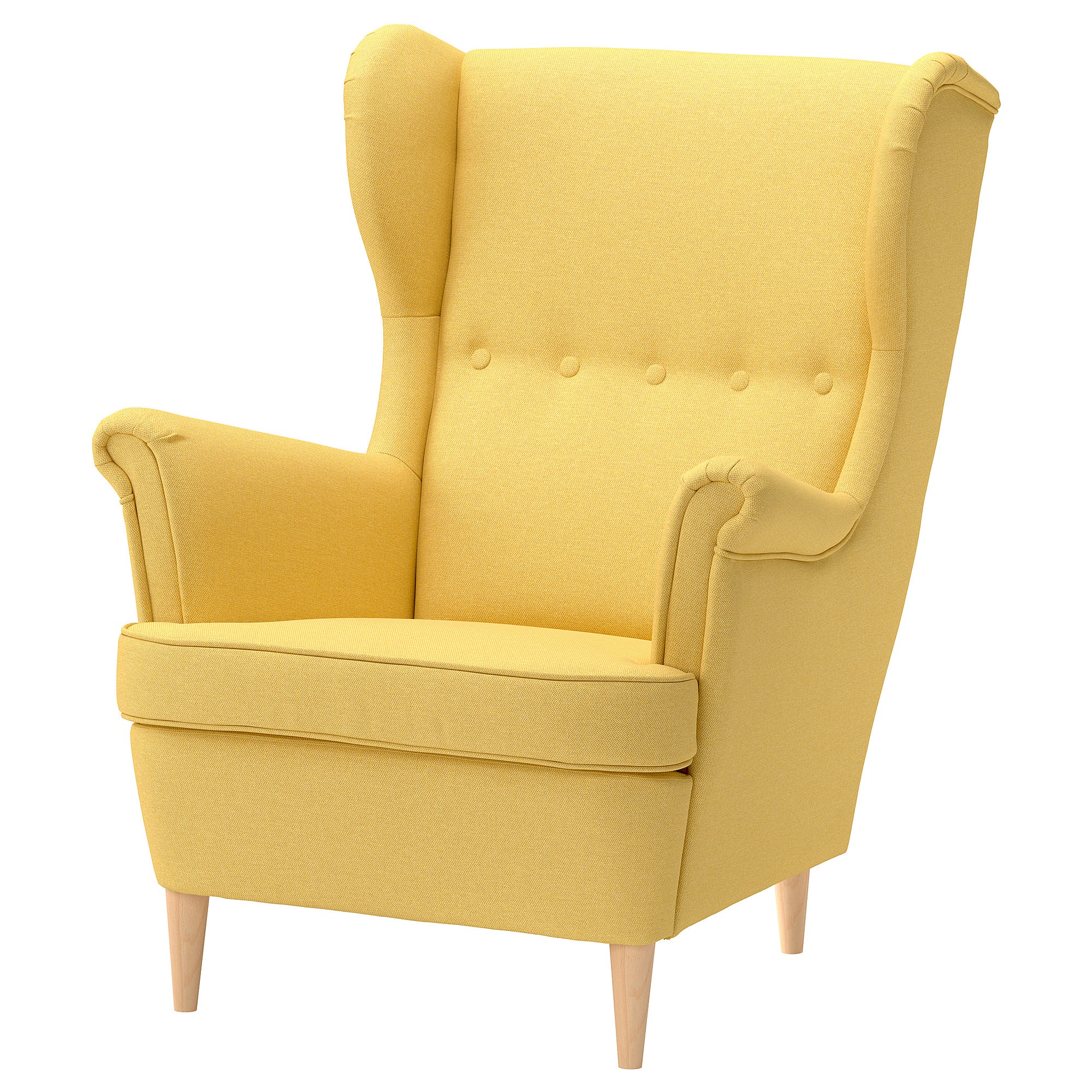 STRANDMON wing chair, Tibbleby yellow, 82x101x96 cm