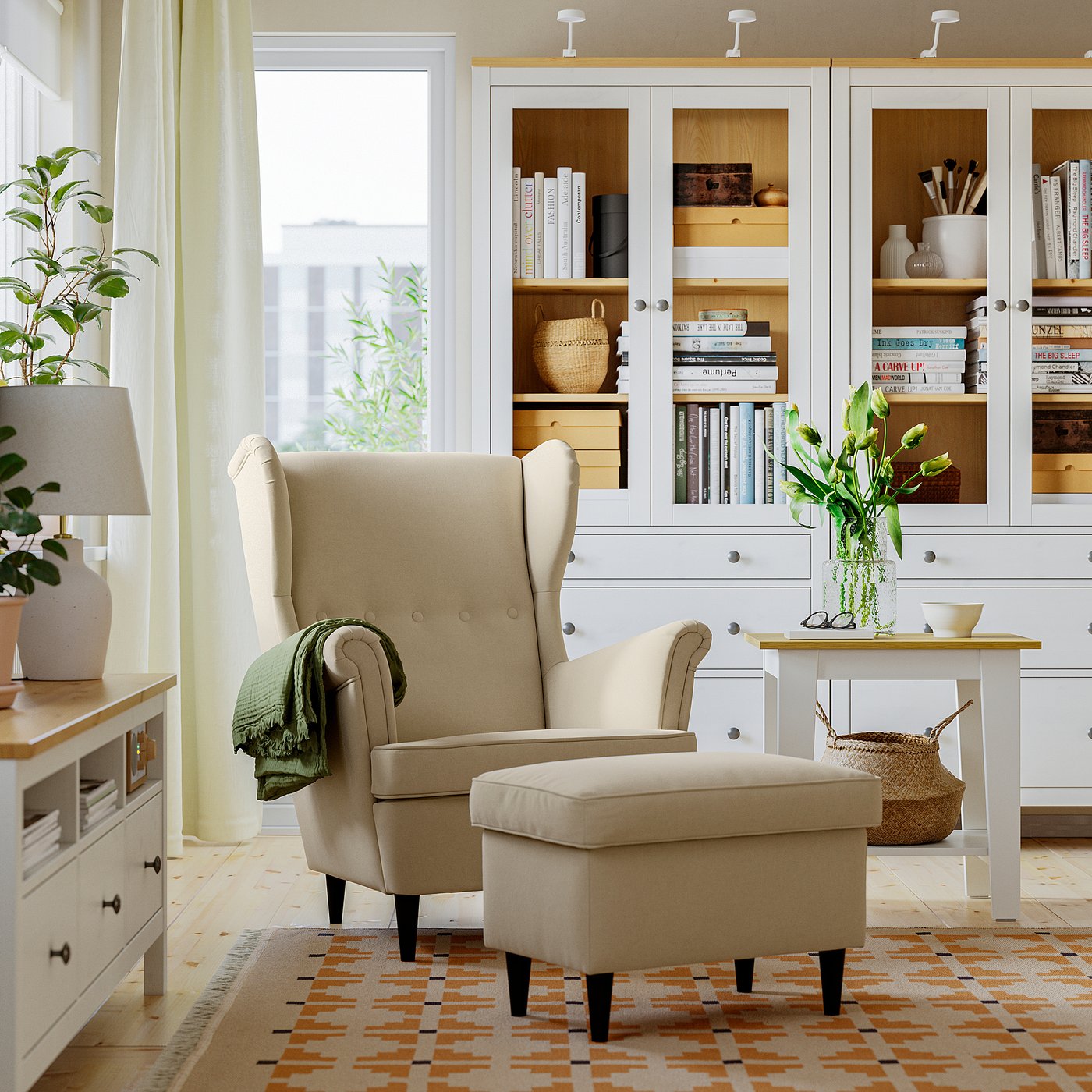 STRANDMON wing chair, Tommaboda deep beige, 82x101x96 cm