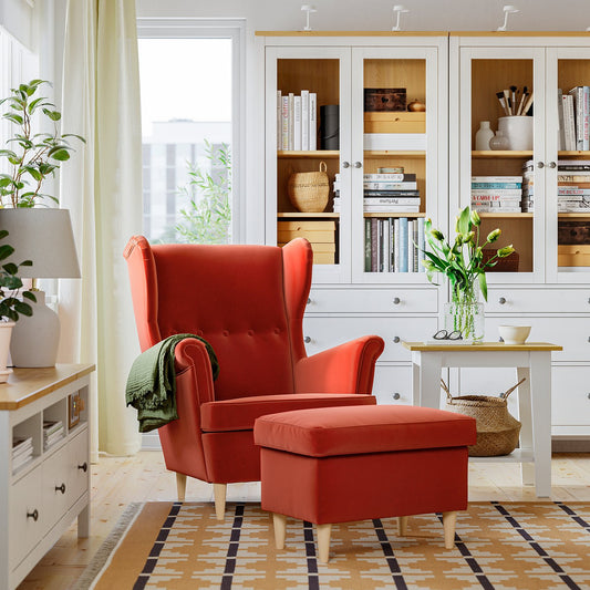 STRANDMON wing chair, Tommaboda brown-red, 82x101x96 cm