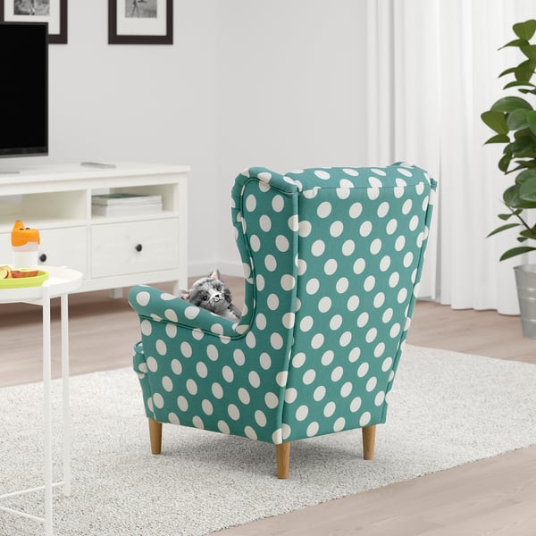 STRANDMON children's armchair, Ebbetorp turquoise, 56x71x62 cm