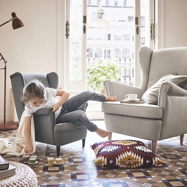STRANDMON children's armchair, Vissle grey, 56x71x62 cm