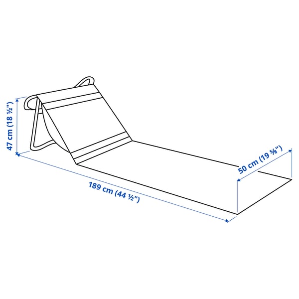 STRANDÖN sun lounger, blue/white, 189x50 cm