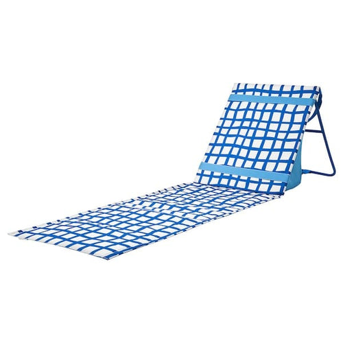 STRANDÖN sun lounger, blue/white, 189x50 cm