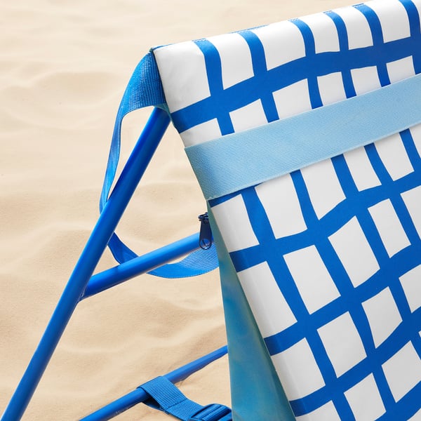 STRANDÖN sun lounger, blue/white, 189x50 cm