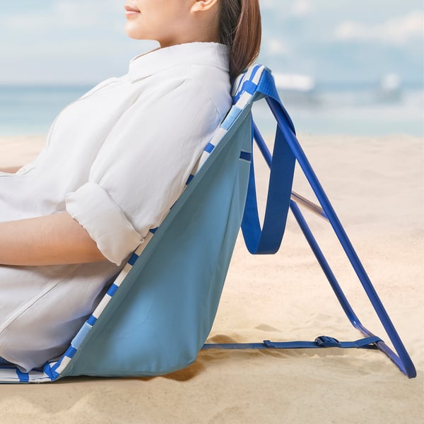 STRANDÖN sun lounger, blue/white, 189x50 cm