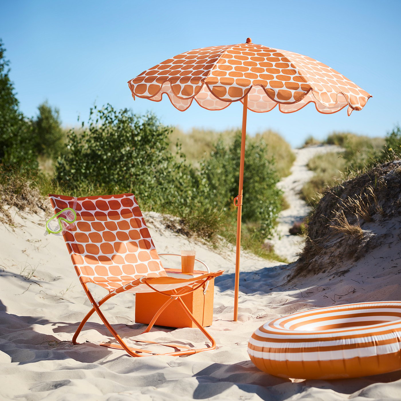 STRANDÖN parasol, bright orange, 140 cm